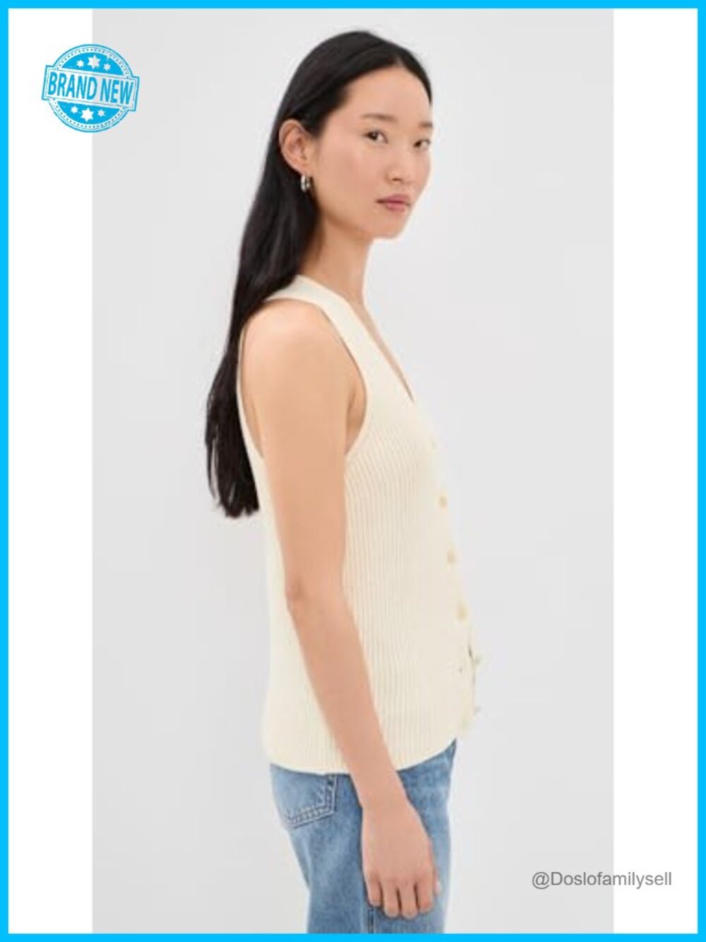 Theory Ribbed Knit Button Front Vest - Picture 4 of 5